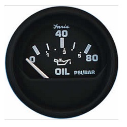 EURO BLACK 2IN OIL PRESSURE GAUGE,80 PSI