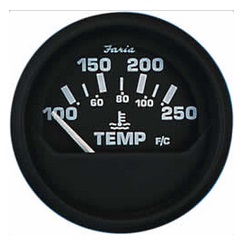 EURO BLACK 2IN WATER TEMPERATURE GAUGE