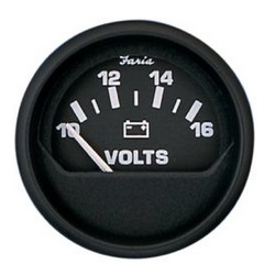 EURO BLACK 2IN VOLTMETER, 10-16 VDC