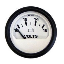 EURO WHITE 2IN VOLTMETER, 10-16 VDC