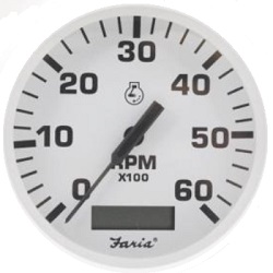 DRESS WHITE 4IN TACHOMETERS W/HOURMETERS