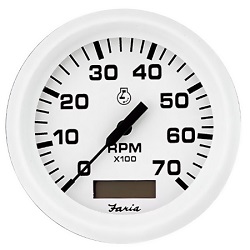 DRESS WHITE 4IN TACHOMETERS W/HOURMETERS